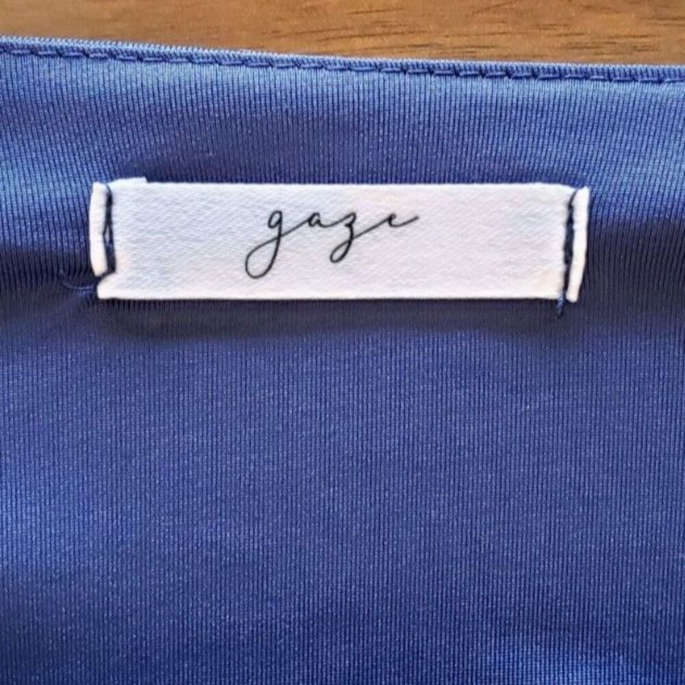 Gaze - Square Neck / Cropped Blouse - Long Sleeves - Navy Blue - Women Size L - Picture 6 of 7